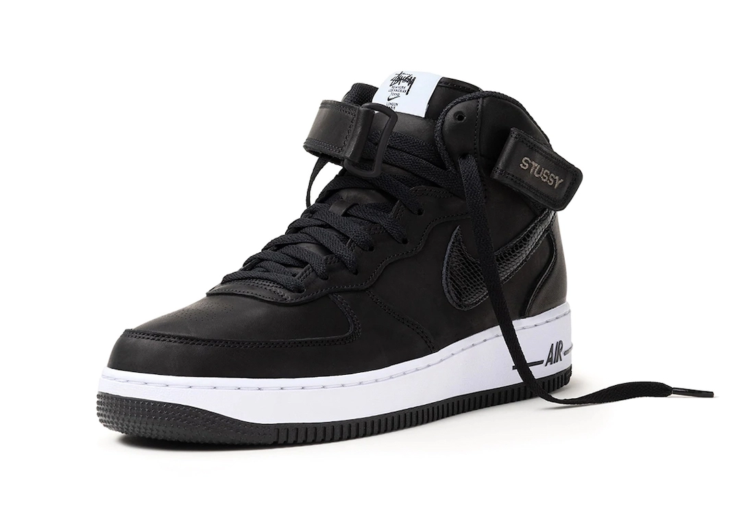 Stussy Nike Air Force 1 Mid Black Luxe Leather