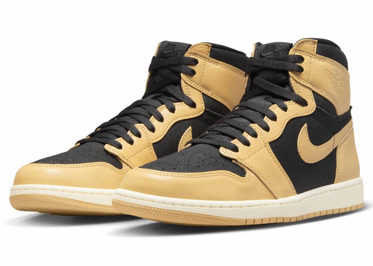 beige and black air jordan 1