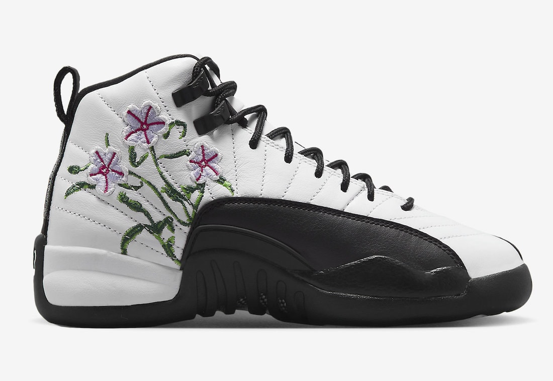 Air-Jordan-12-GS-Floral-White-Black-Vivid-Green-Lavender-Mist-Team-Green-DR6956-100-Release-Date-4