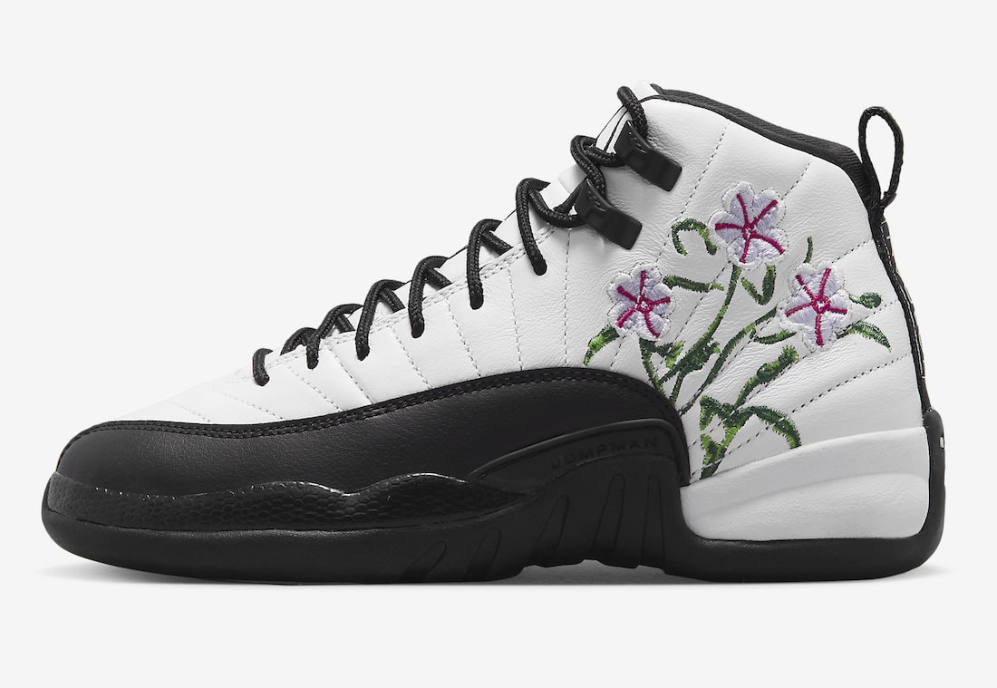 Air-Jordan-12-GS-Floral-White-Black-Vivid-Green-Lavender-Mist-Team-Green-DR6956-100-Release-Date-4