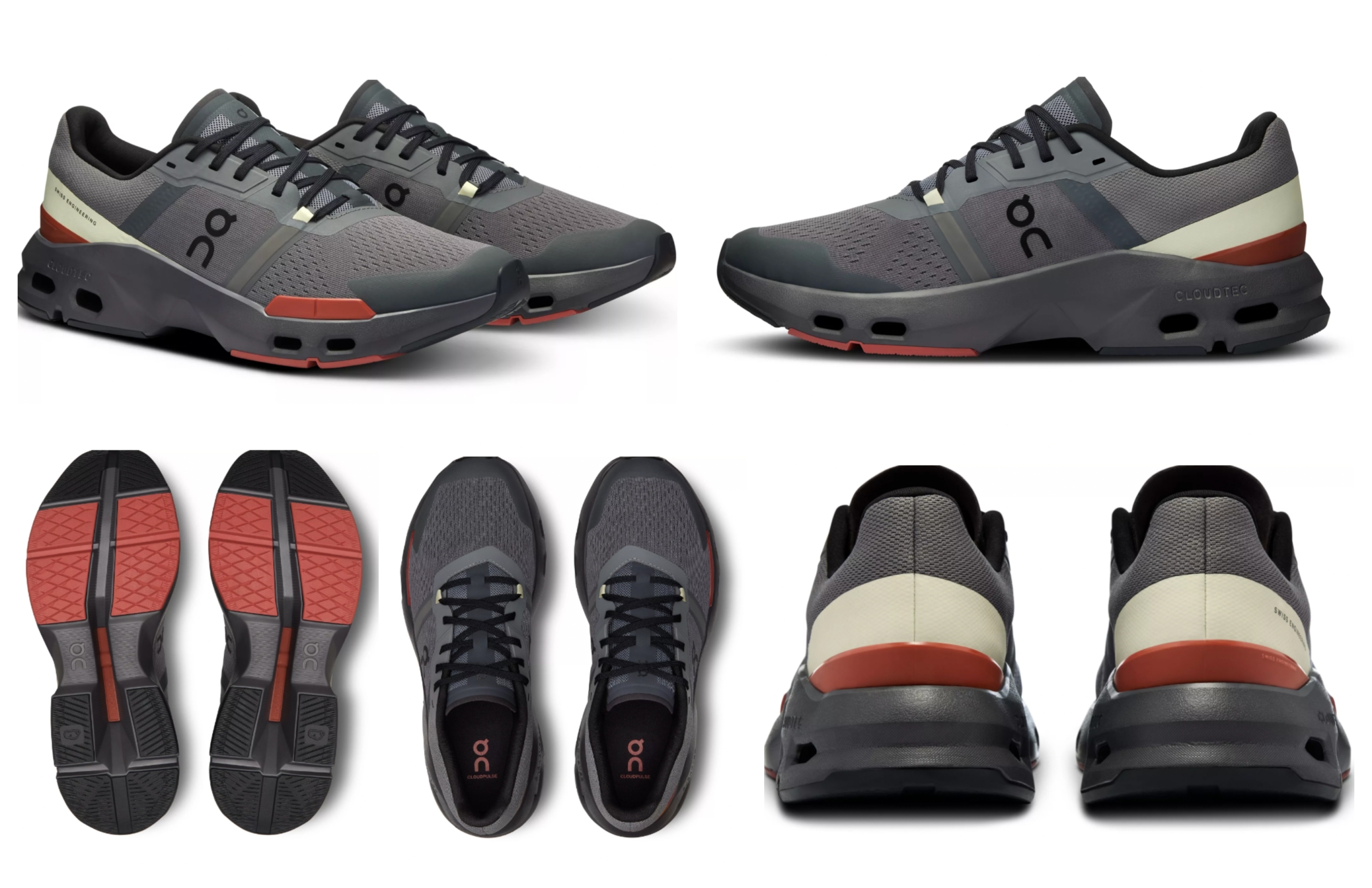 On Cloudpulse Mens Grey Red