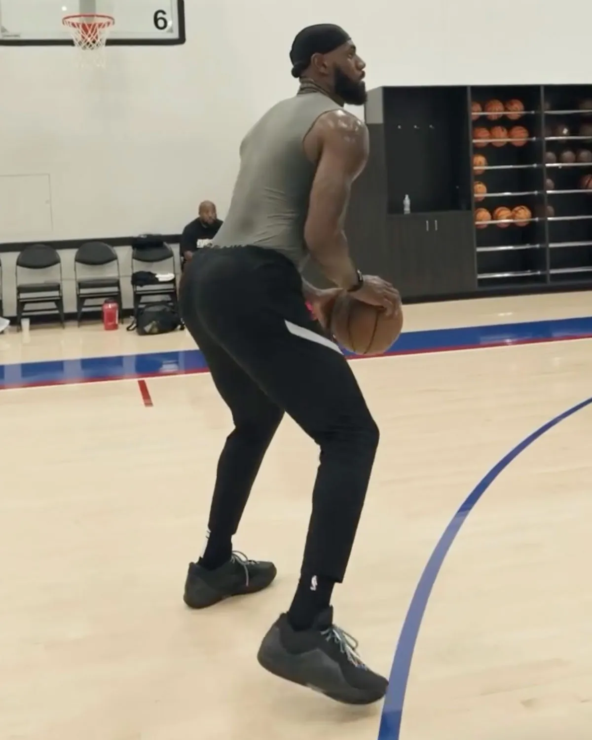 LeBron wearing the Nike LeBron 23 during training