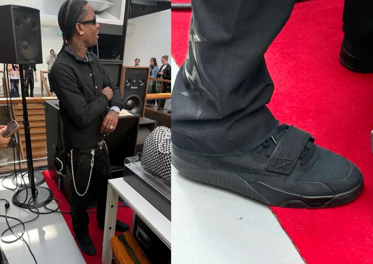 Travis Scott Visited Paris’ Virgil Abloh Exhibit in a “Triple Black” Jordan Jumpman Jack
