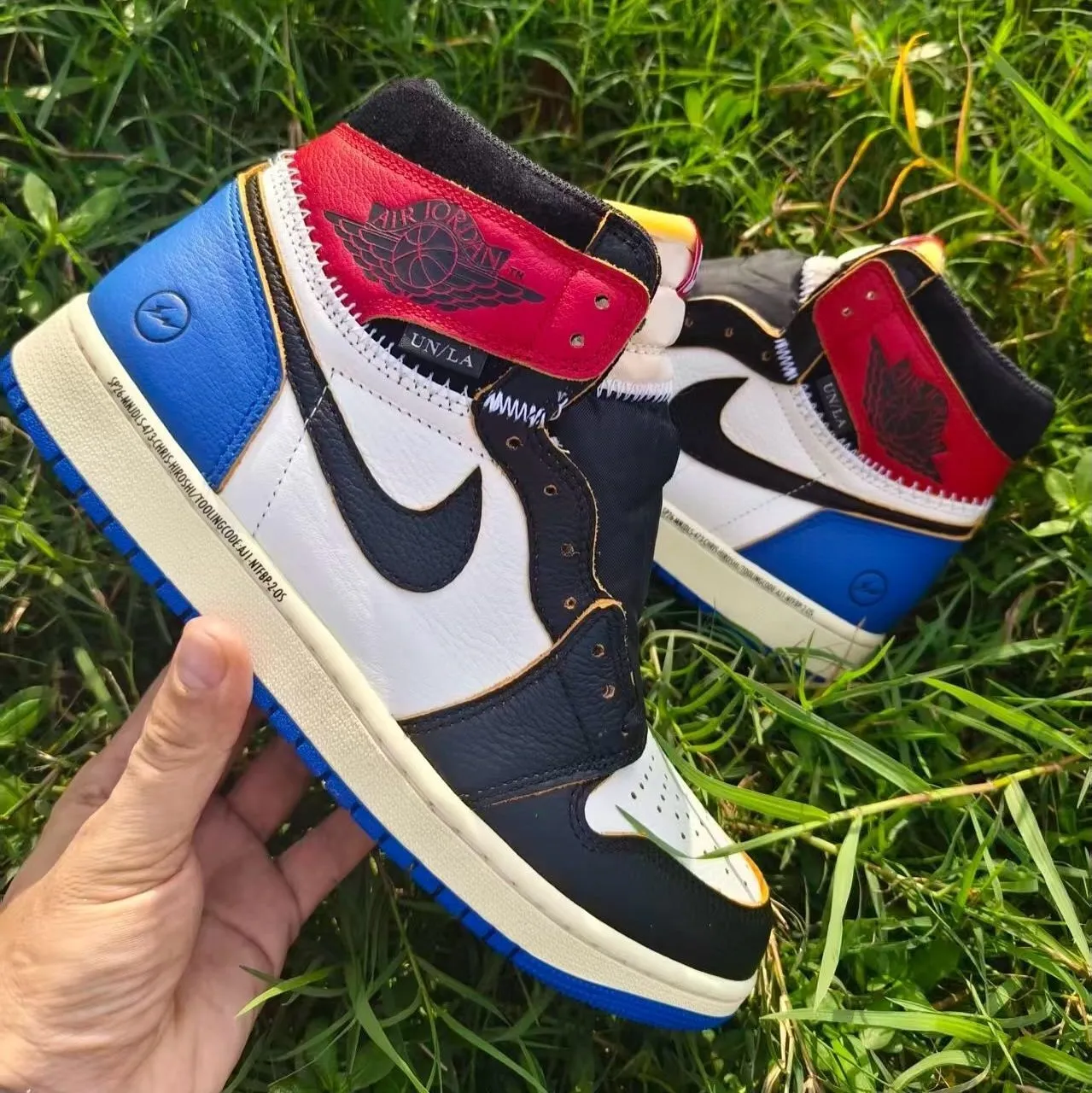 Fragment x Union x Air Jordan 1 High OG Black White Varsity Red Sport Royal IO7847-002