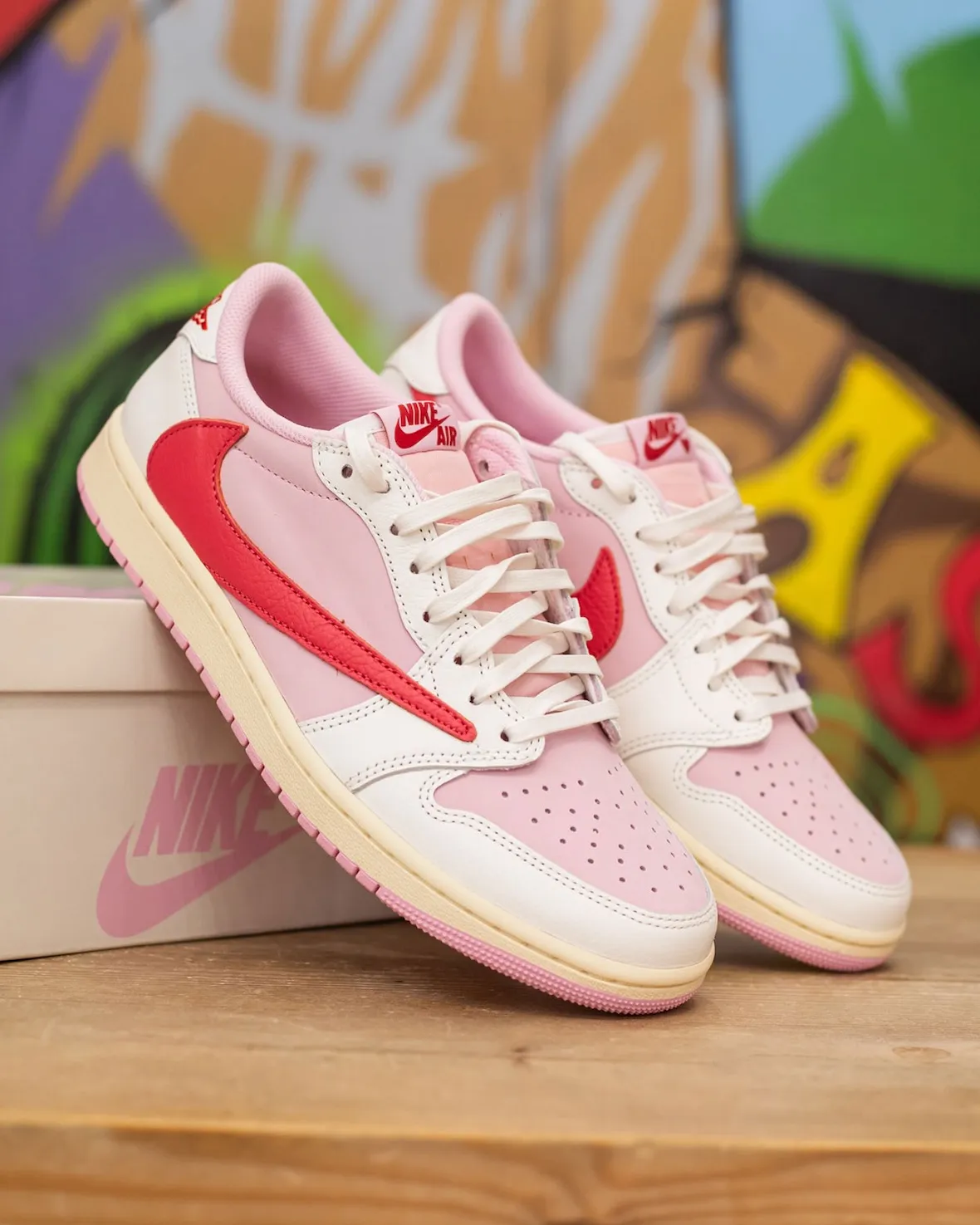 Travis Scott Air Jordan 1 Low Tropical Pink Sail Shy Pink Muslin IQ7604-101 1