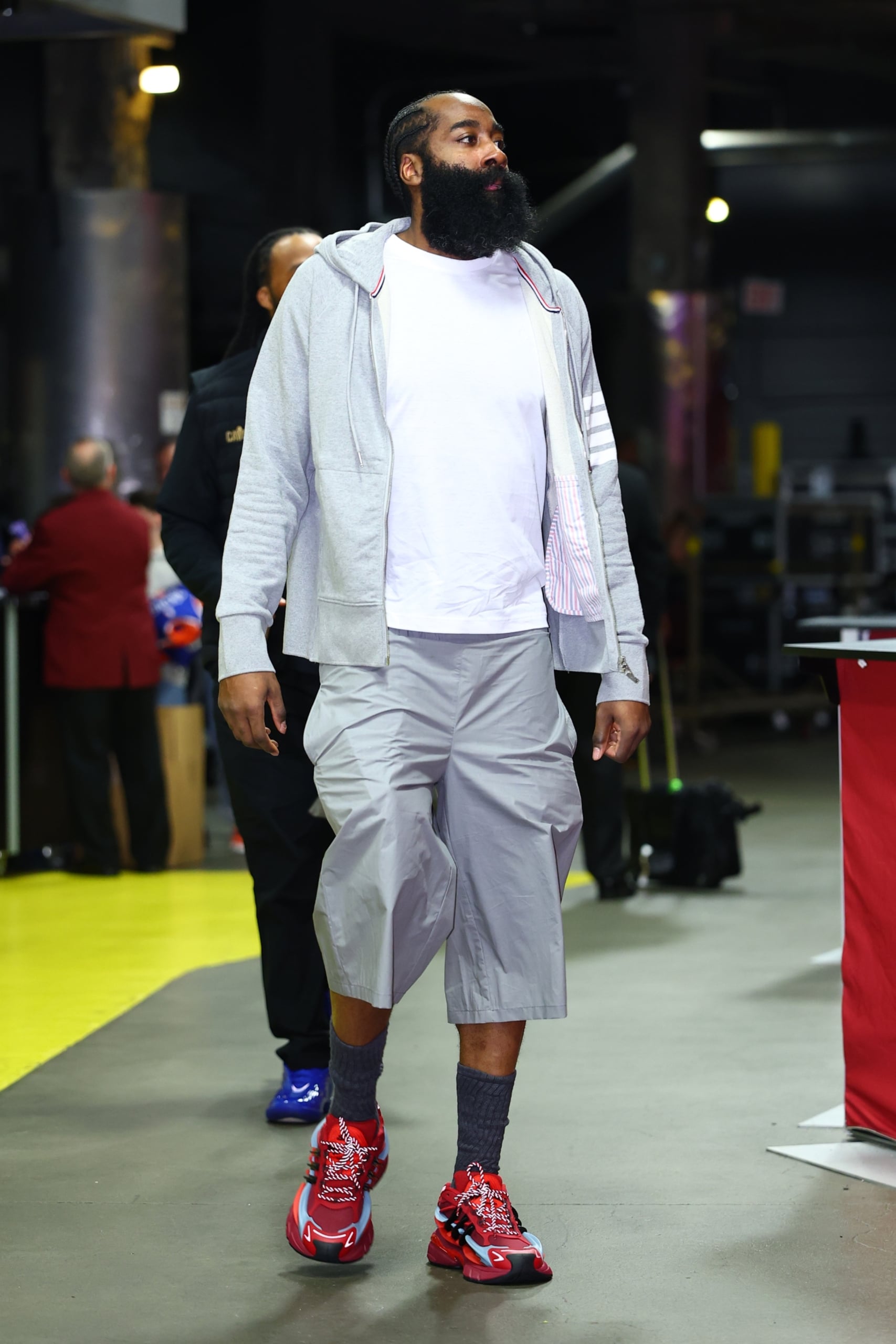 James Harden Debuts a Bold Red Pair of Pharrell's adidas Jellyfish