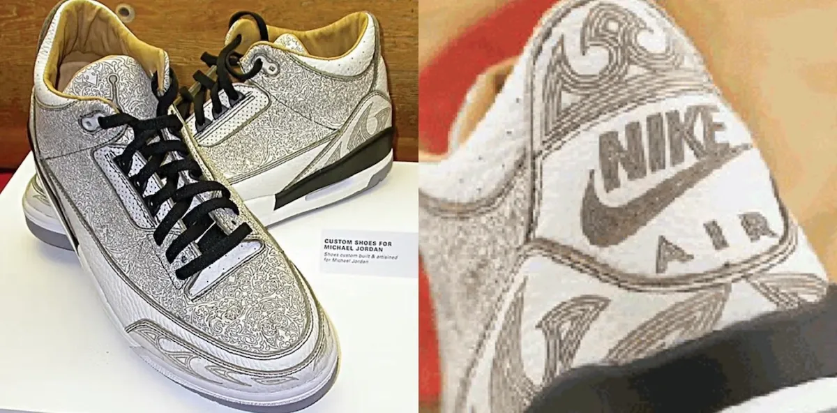 The 2003 1-of-1 Air Jordan 3 made for Michael Jordan's 40th birthday with full laser-etched leather upper