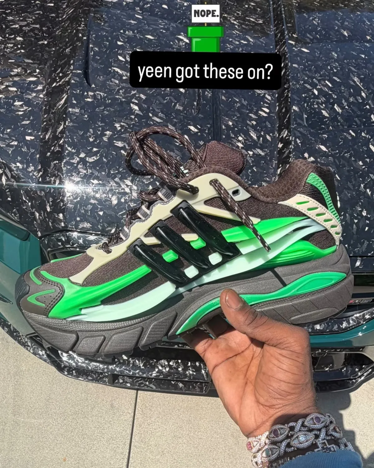 Pharrell adidas Adistar Jellyfish Black Green Chief Keef