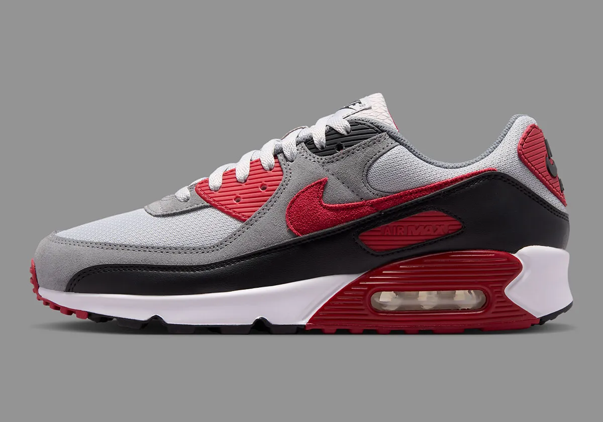 Nike Air Max 90 Grey Fog Smoke Grey Black Tough Red DM0029-026 2
