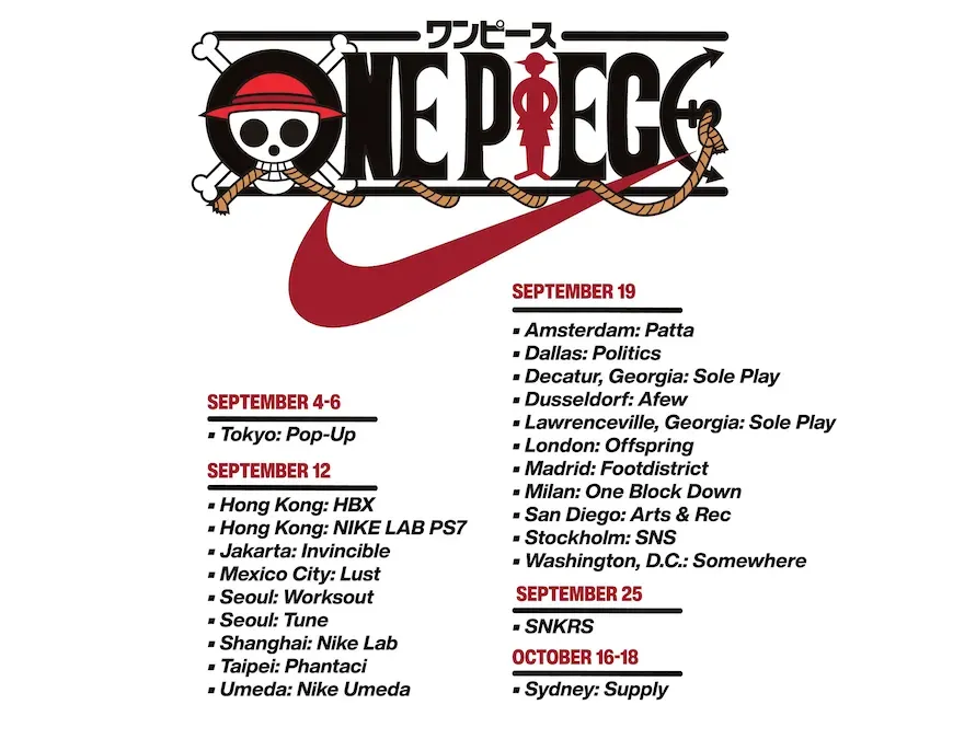 One Piece Nike Air Max Plus Store Lists