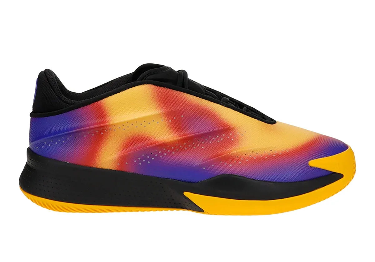 lateral view, yellow-red-purple gradient upper with black midsole and yellow outsole, adidas Crazy Energy