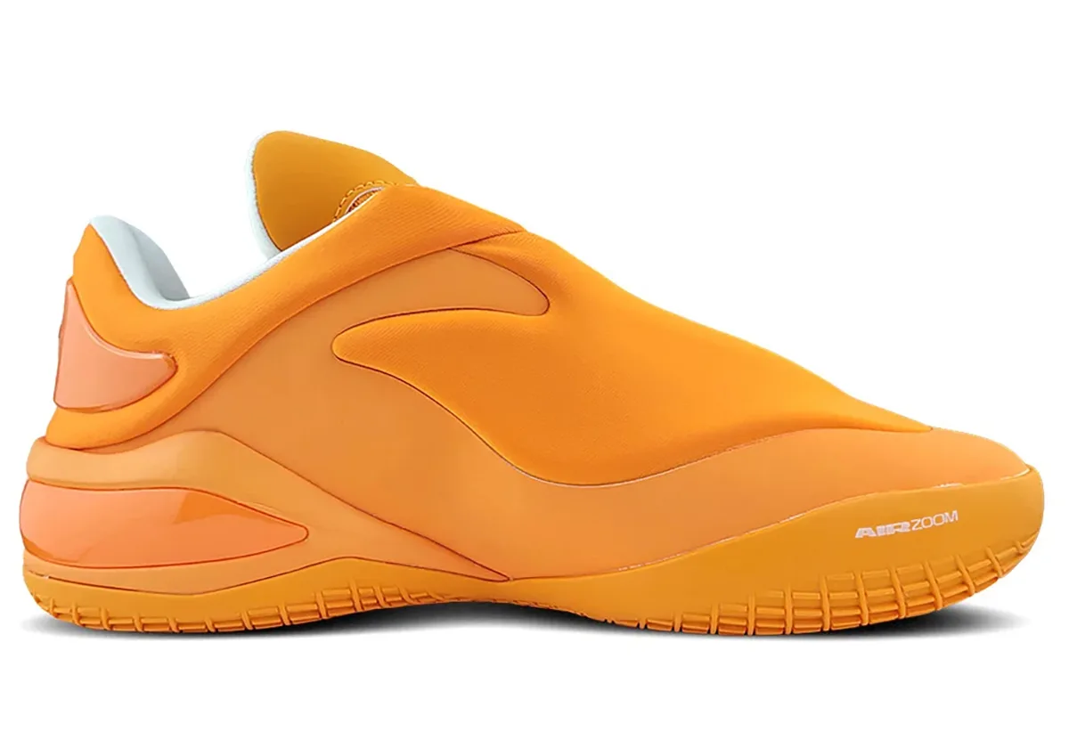 lateral view, orange upper with 'AIRZOOM' text on the midsole, Creamsicle
