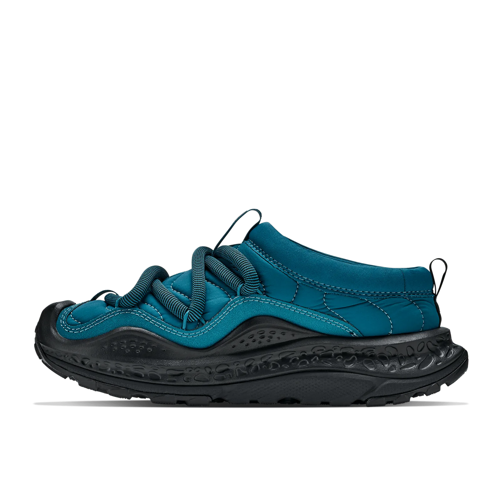 medial view, teal upper, black sole, teal pull loop at heel, Tidal Wave