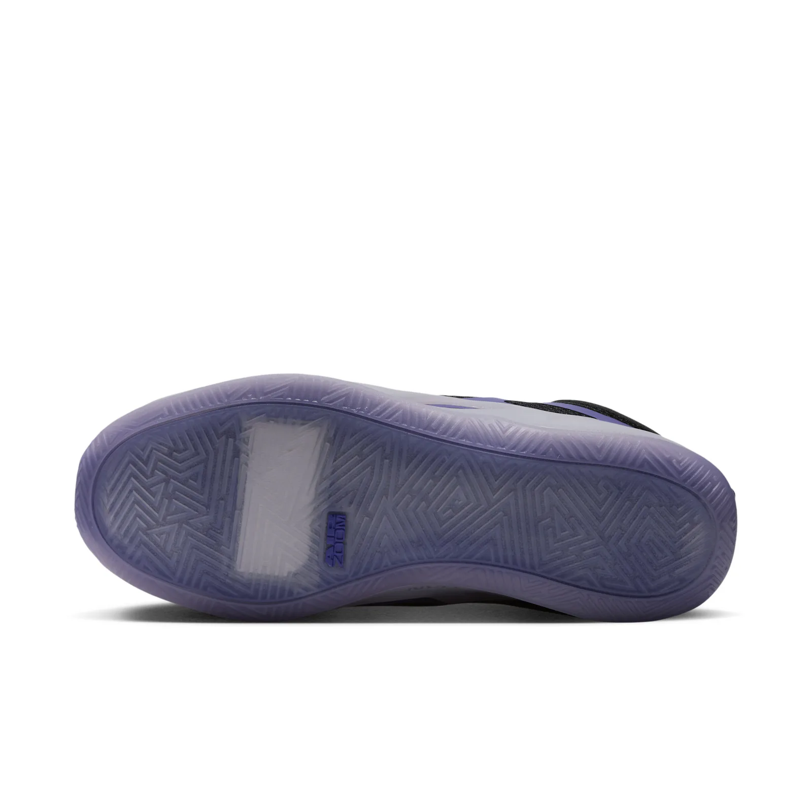outsole view, translucent lilac sole with herringbone traction, air zoom text, Concord
