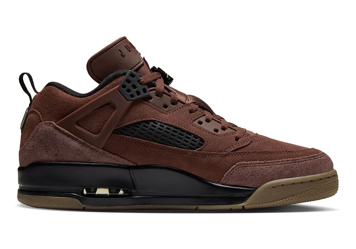 lateral side view, brown suede with black midsole and gum outsole, ike Low “Fauna Brown