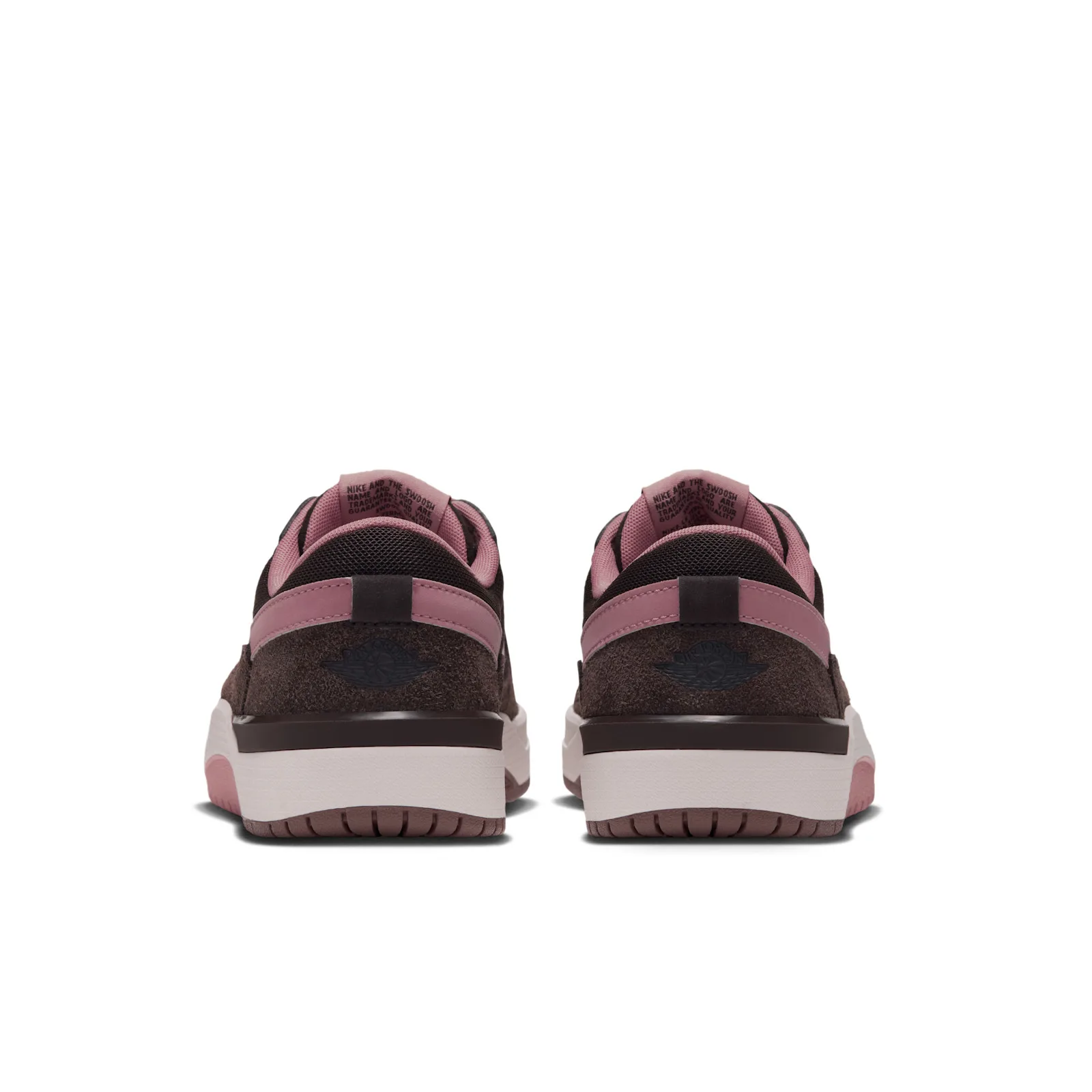 Pair, heel view with Jumpman logo and pink heel tabs, Jordan Strada