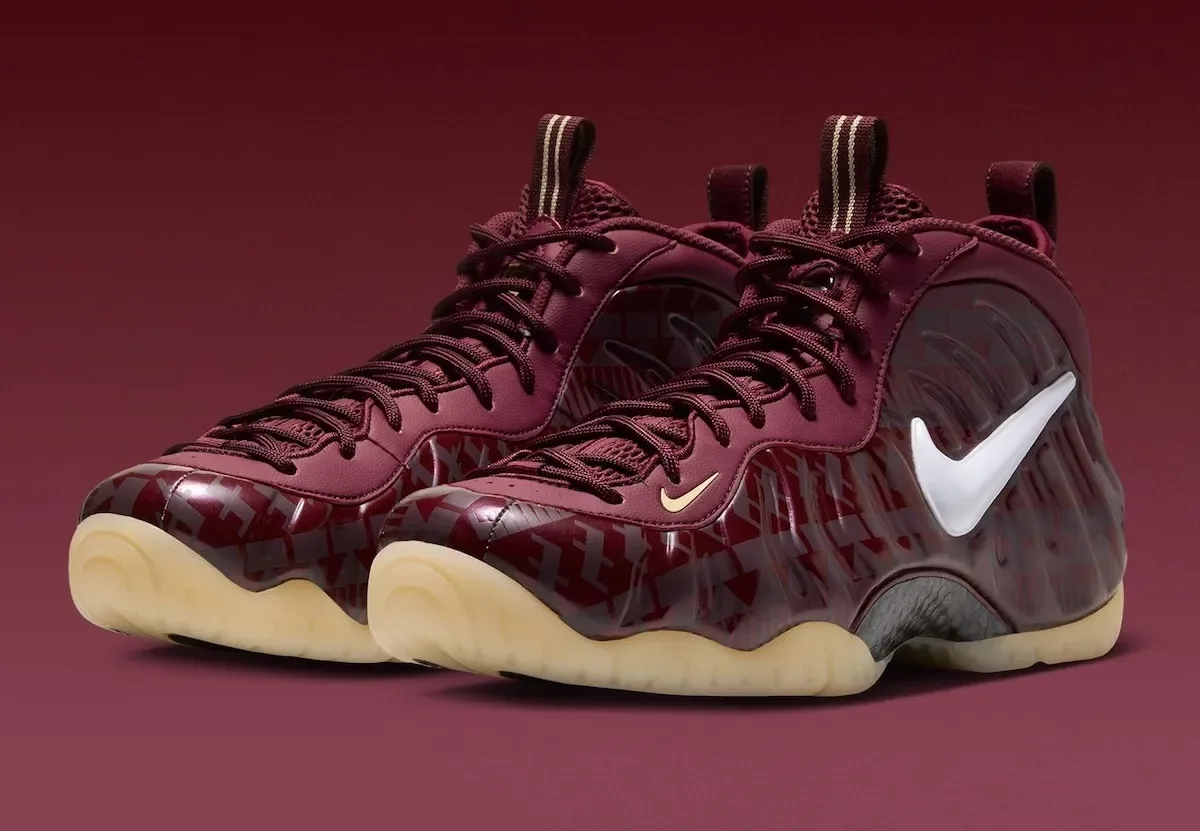 front three-quarter pair view with striped pull tabs and gum midsoles, FSU