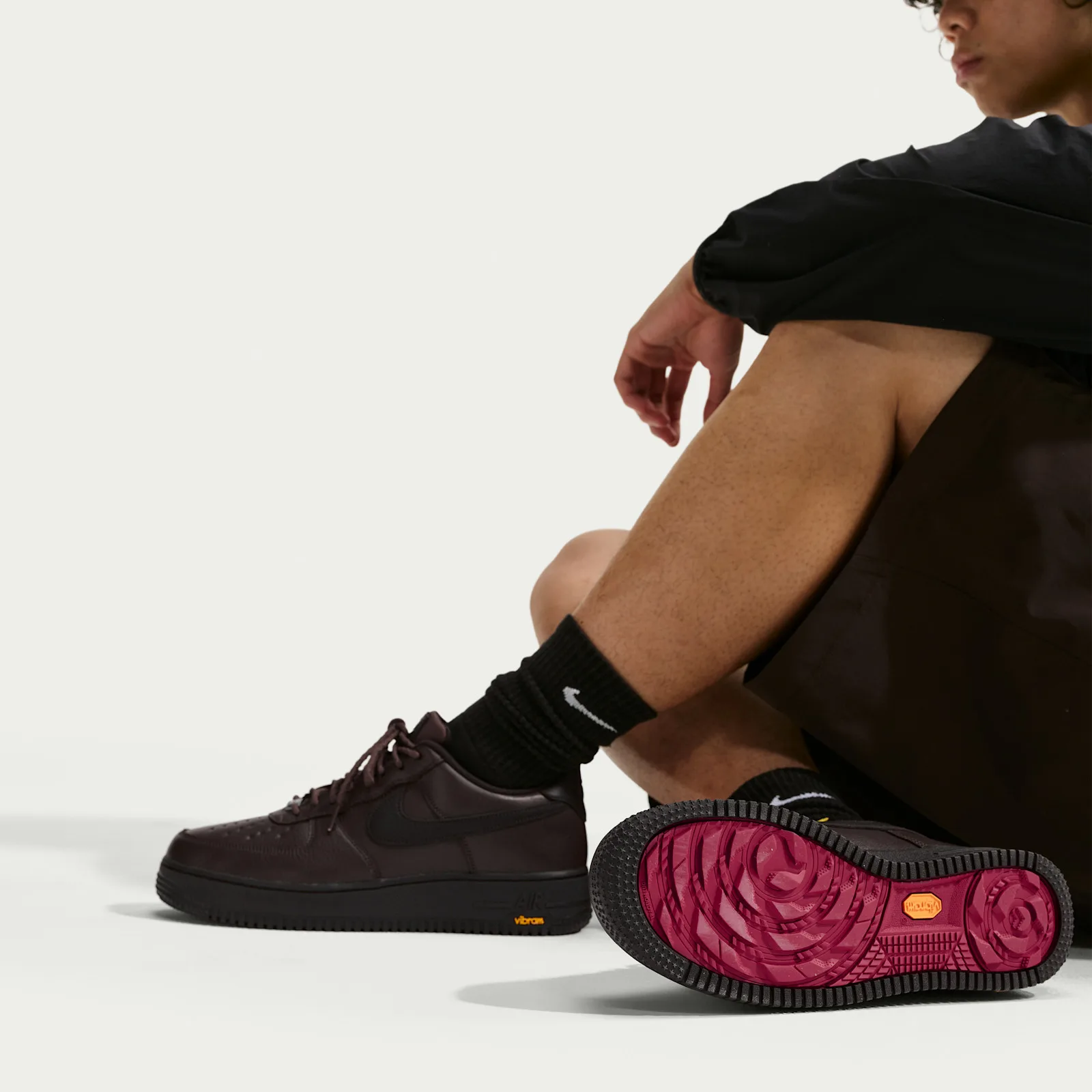 Vibram outsole delivers University Red coloring at the core on the 1 Low GTX