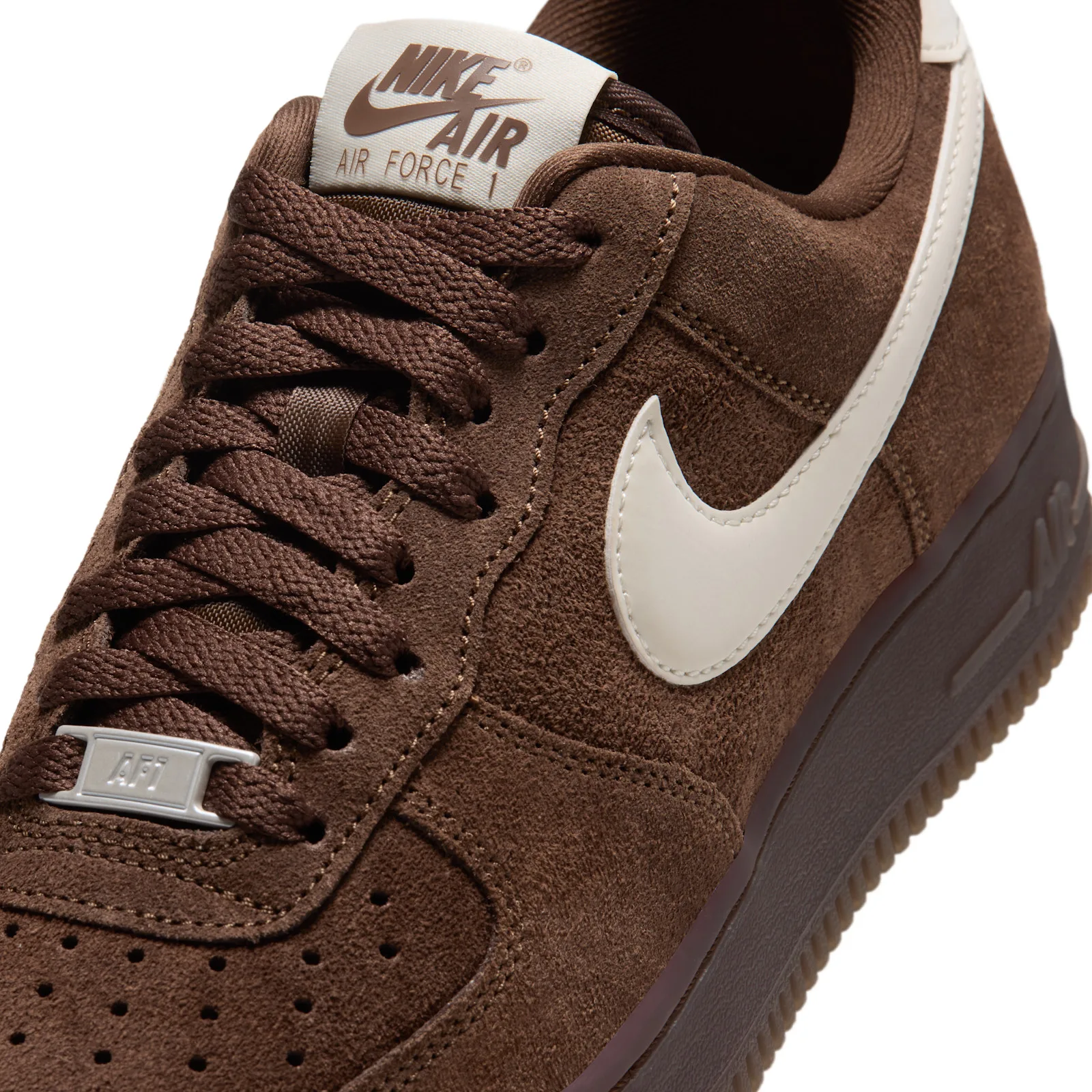 close-up toe detail, cream swoosh and metal AF1 lace tag, Mindfulness Pack