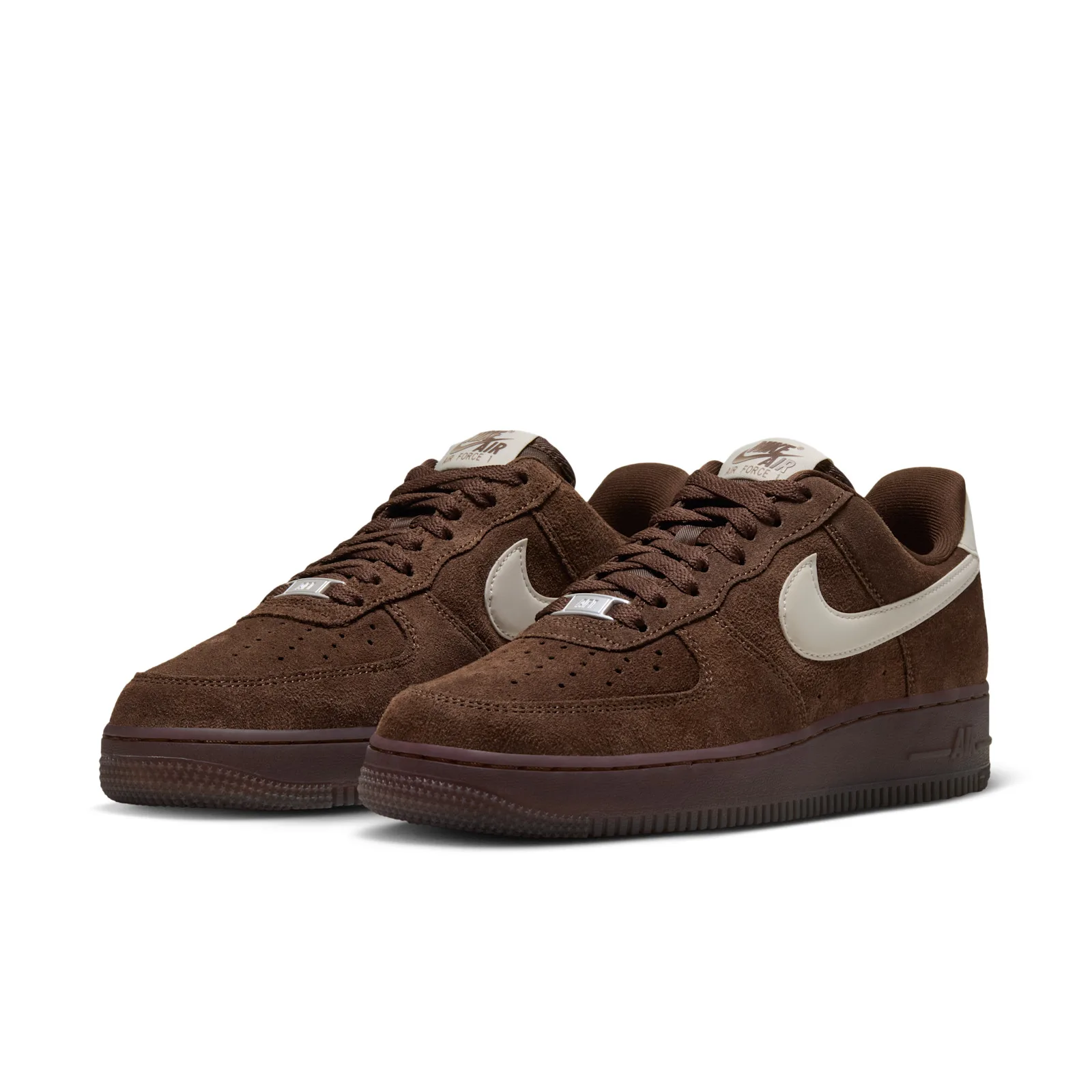 three-quarter pair view, brown suede with cream swooshes and tags, Mindfulness Pack