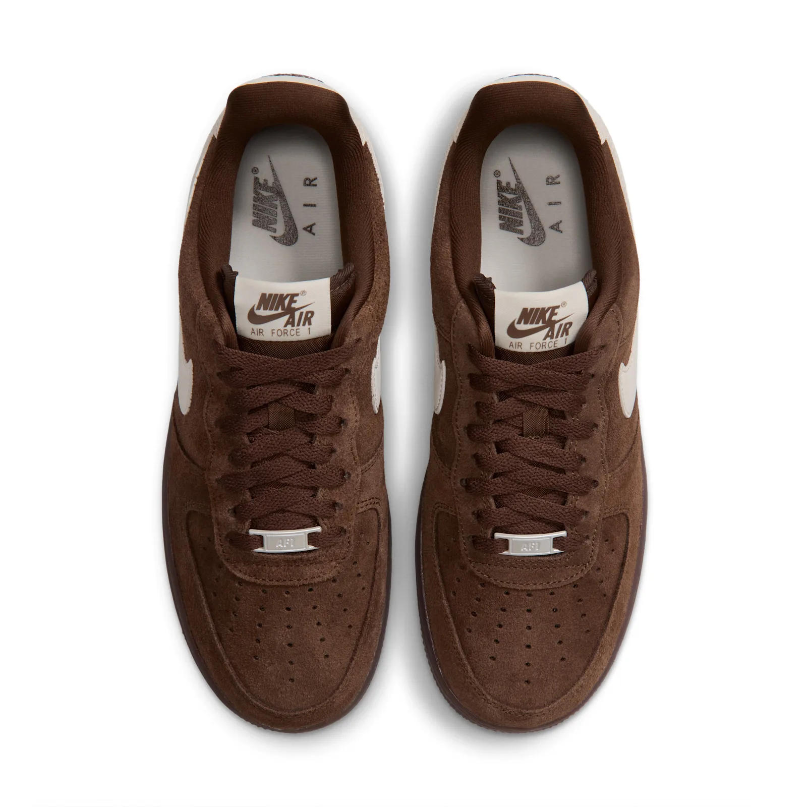 top-down pair view, cream NIKE AIR tongue tags and swooshes, Mindfulness Pack