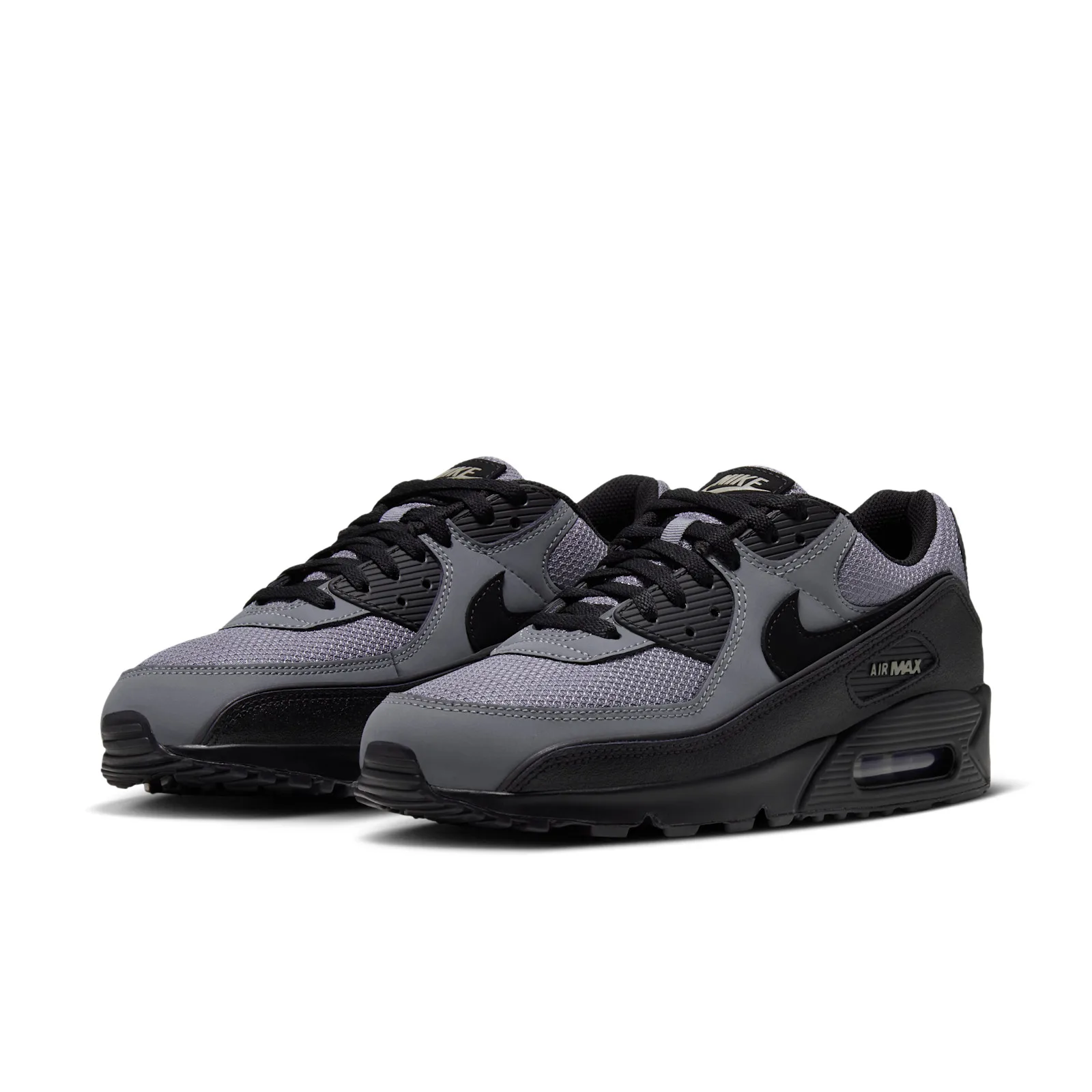 three-quarter pair view, grey mesh uppers with black overlays and black laces, Cool Grey