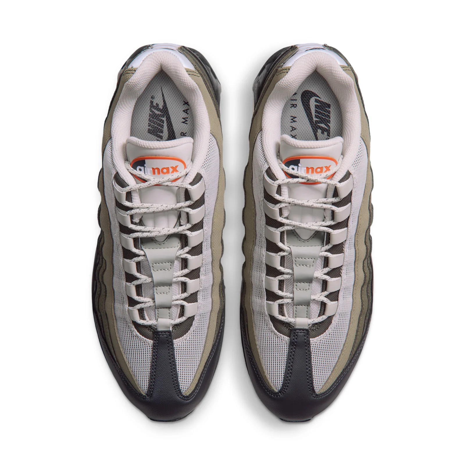 Top-down view of the Light Bone, Grey gradient upper gets canvas fabric paneling