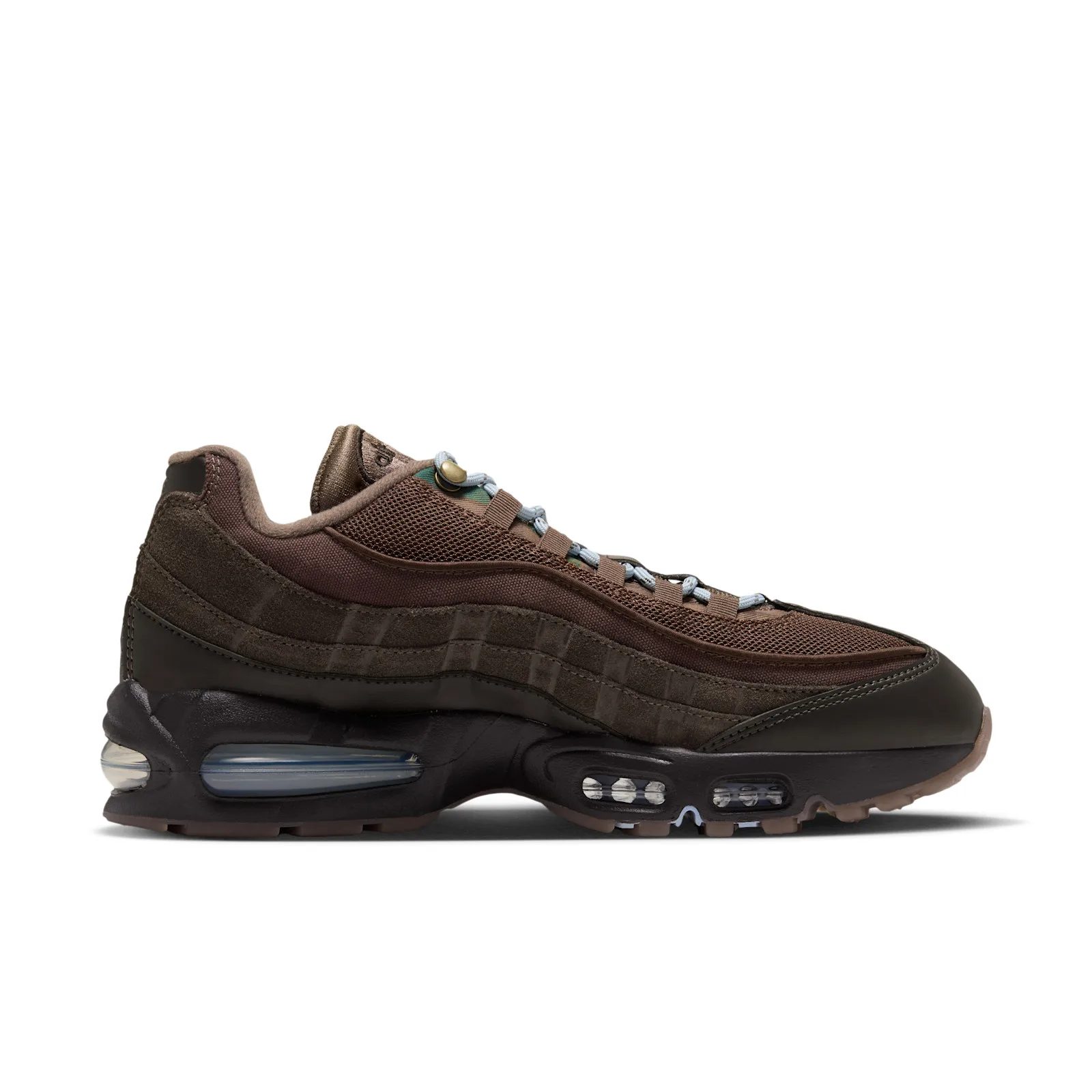 lateral view, brown suede panels and metal eyelet lace lock, Shadow Brown