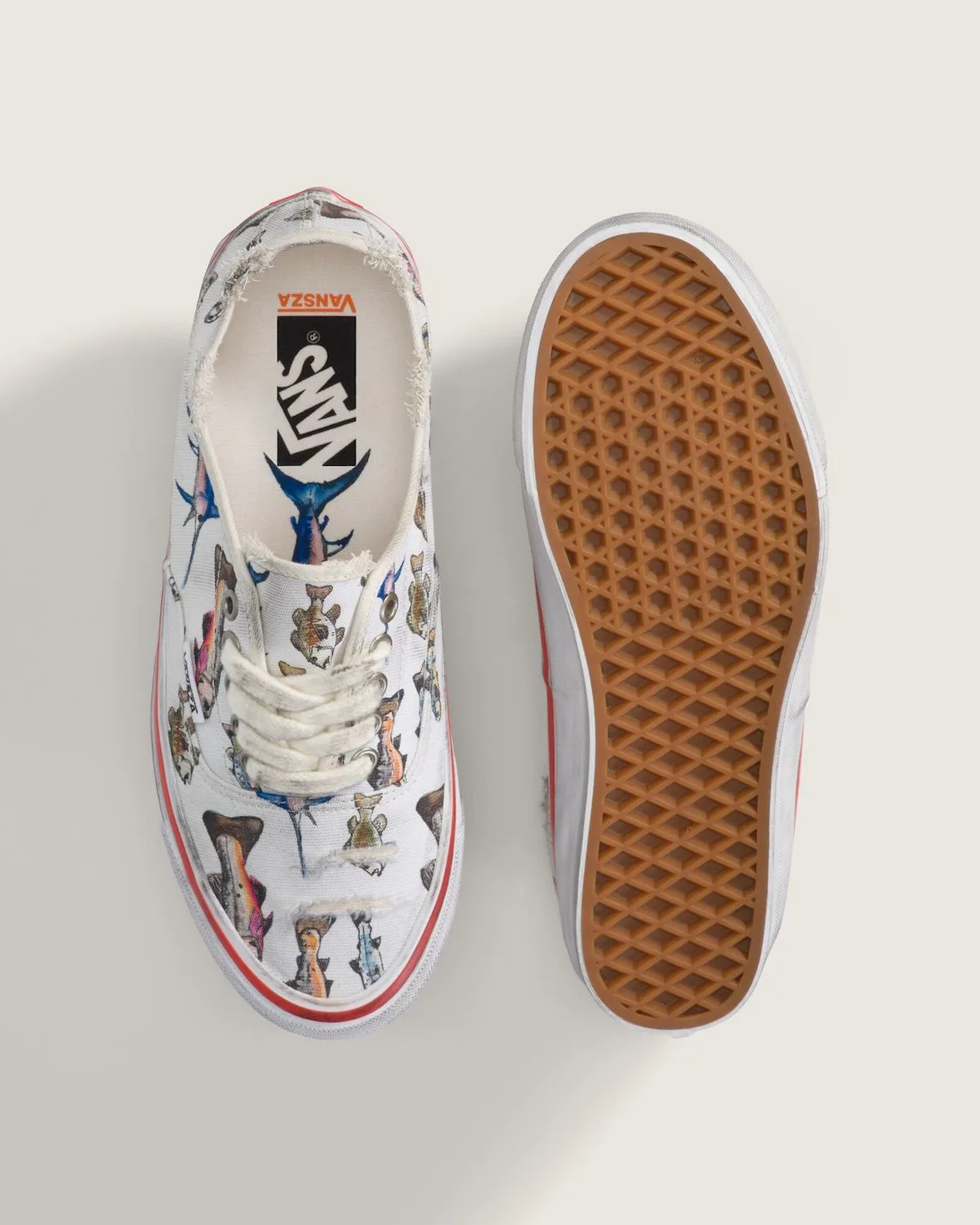 top-down pair, fish print sneaker with gum rubber outsole, SZA VANSZA Collection