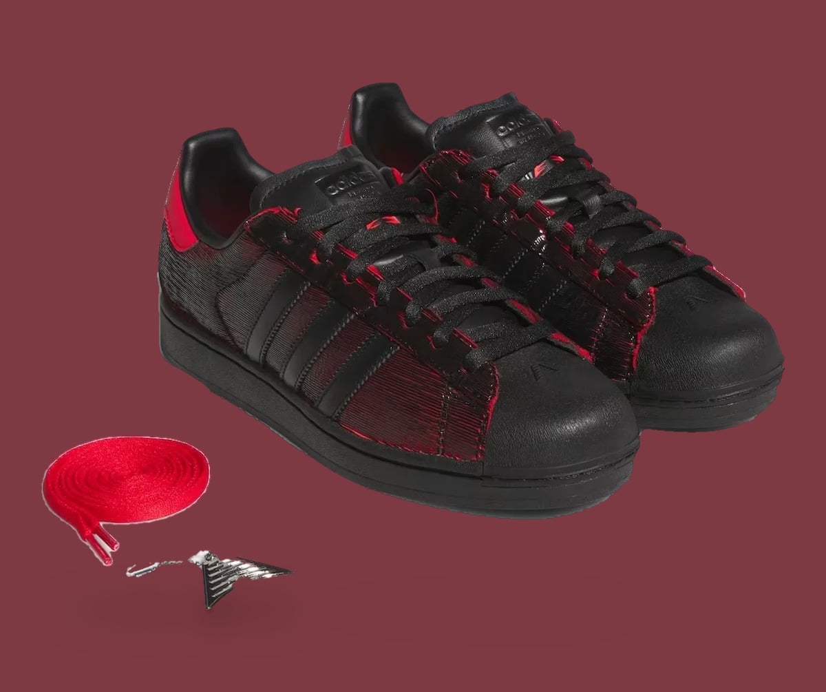 Pair on maroon with a coiled red lace and a small silver winged lace charm in front, Halloween