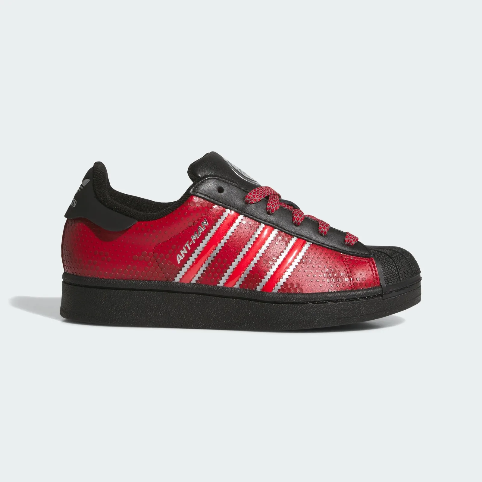 Lateral view with silver-edged red stripes and Ant-Man lettering, Ant Man