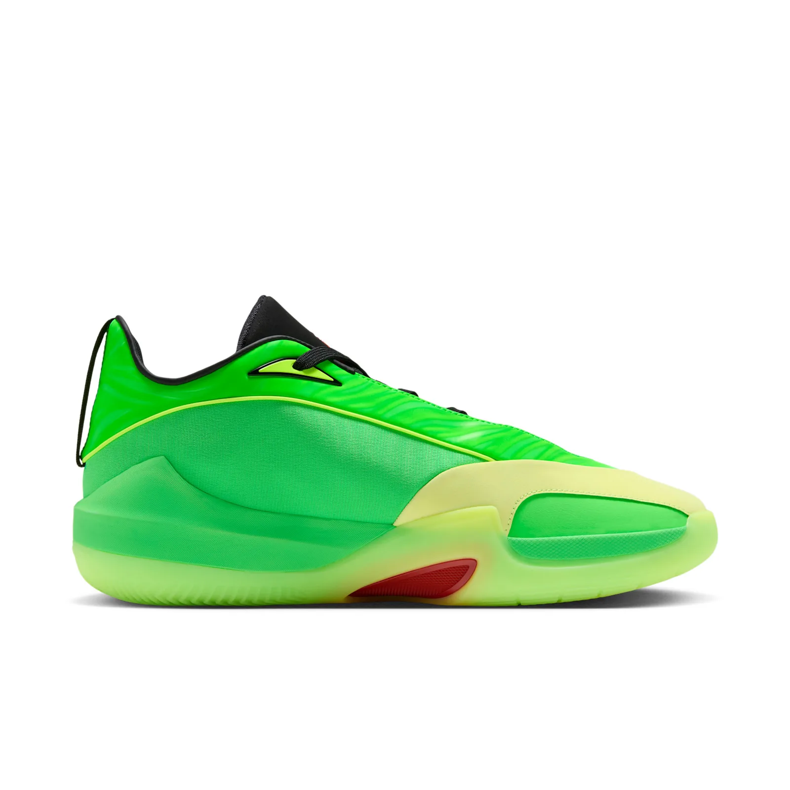 Medial view on white, green upper with lime piping, yellow-lime sole and red heel insert, Paolo Banchero