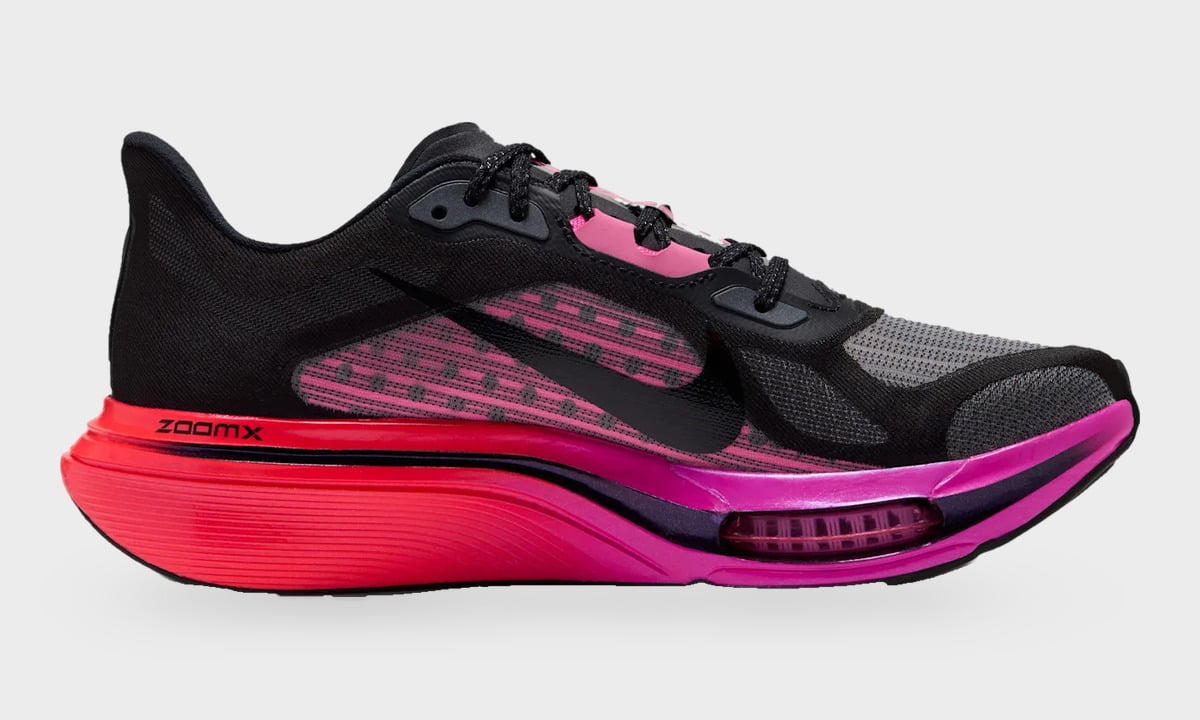 Medial view with black and grey mesh, pink panels and a visible Air unit, Dark Tour Collection