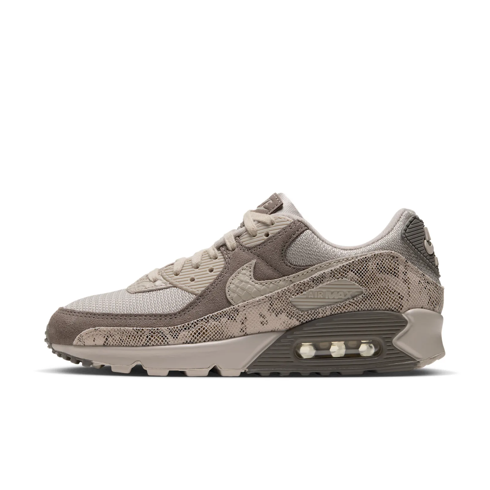 Lateral view with cream mesh, snakeskin panels and a visible Air unit, Python