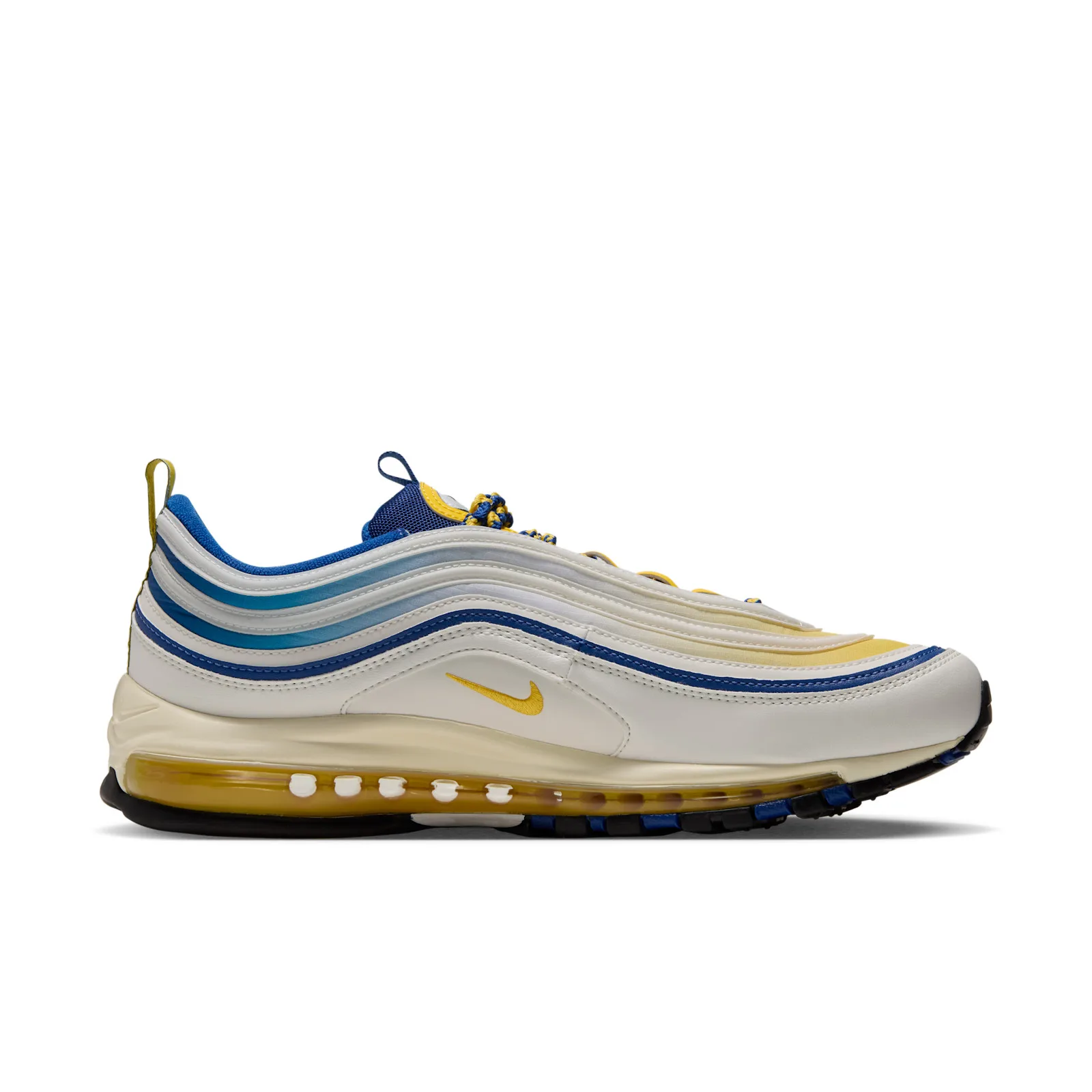 Medial view with blue wave accents and a yellow Swoosh, NC A&T