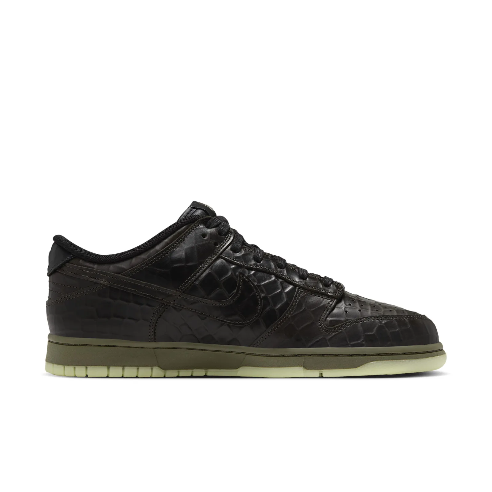 Medial view with a black Swoosh and reptile-textured panels, Halloween