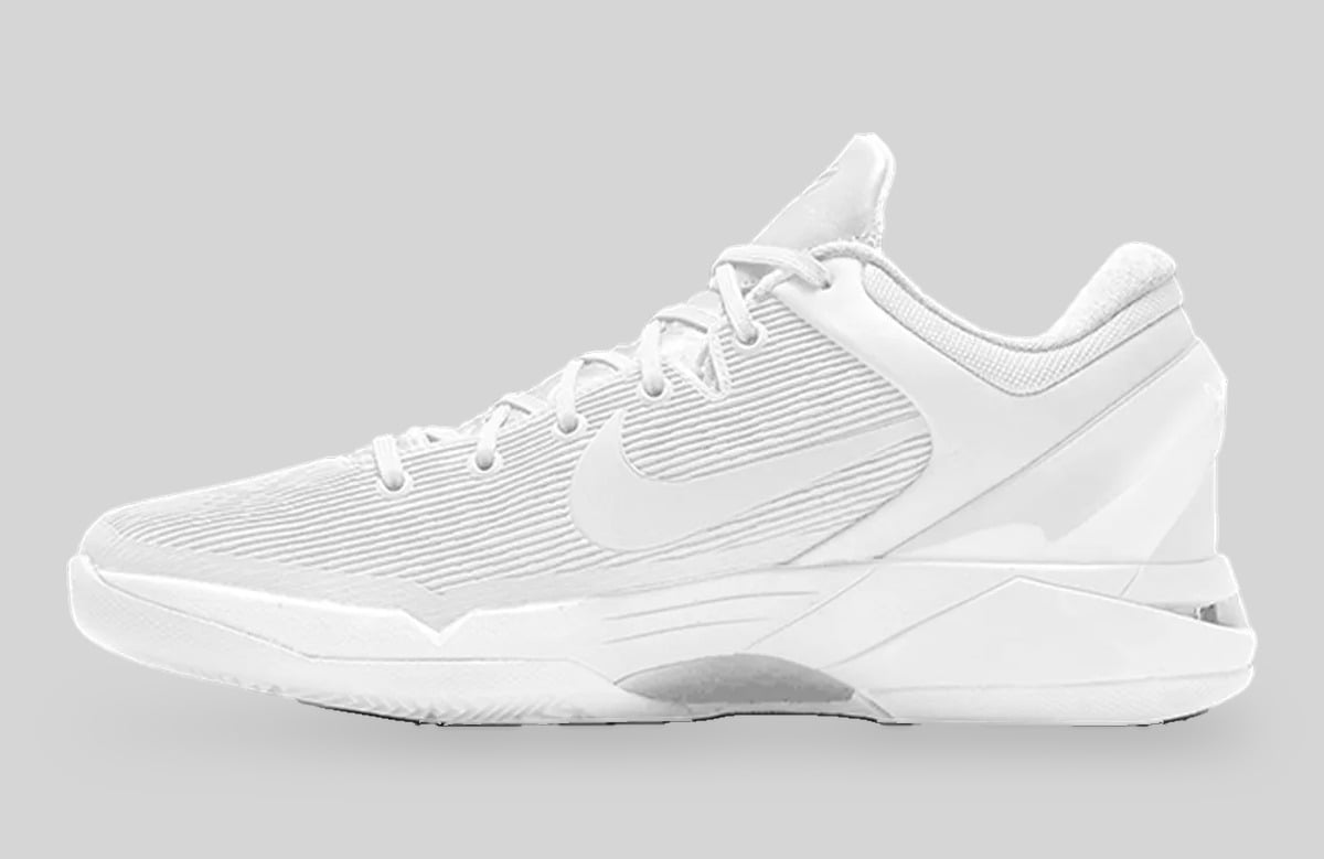 Medial view of all-white low-top with clear heel window in the midsole, Halo