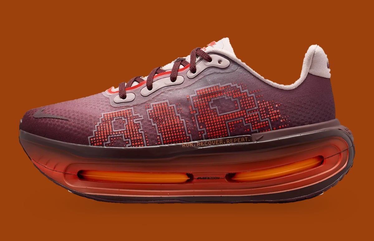 Lateral view, red pixel AIR print and orange Air window, RUN.RECOVER.REPEAT text, Shanghai