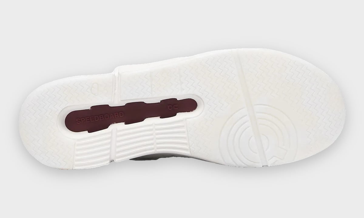 Outsole, white zigzag tread with maroon Speedboard plate, Burna Boy Collection